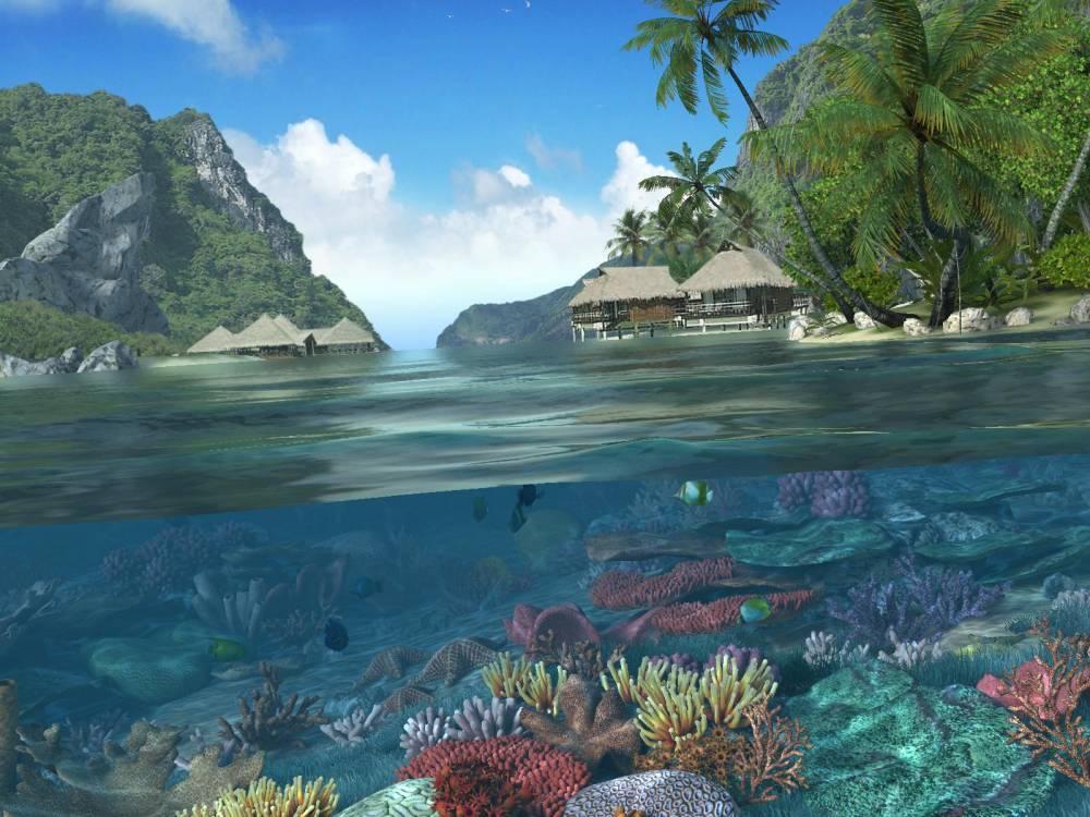 L island. Скринсейвер. Компьютерная игра тропический рай. Заставка на телефон Карибские острова. Скринсейверы от 3planesoft.